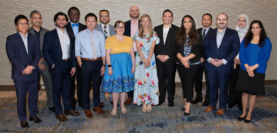 2024 resident and fellow initiates photographed with BCM AOA Councilor Dr. Atul Maheshwari.