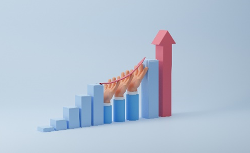 Illustration of a upward graph demonstrating a person moving up in their career.