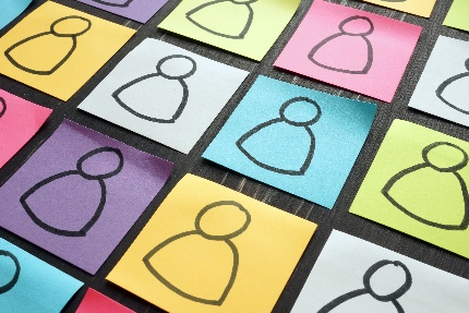 GSBS - Diversity A series of post-it note papers with images of people drawn on them.