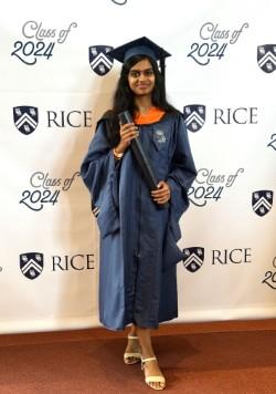 Woman in graduation cap and gown