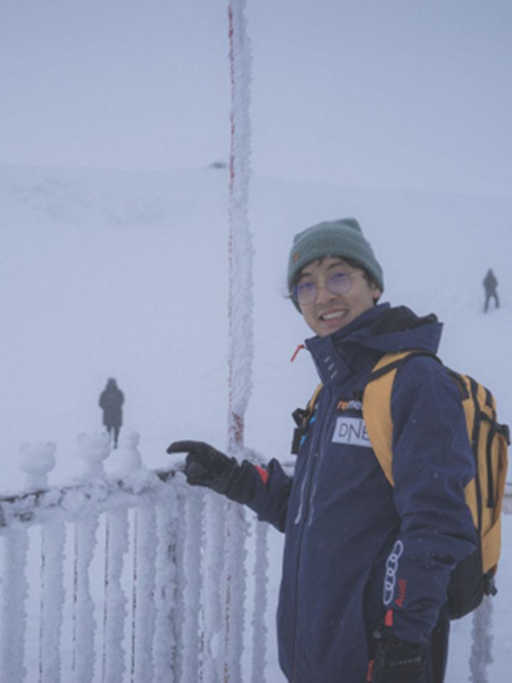 Man smiling in the snow