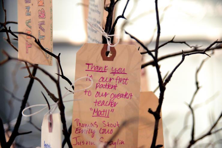 As a memorial to the donors, they created a tree representing life on which hangs written reflections from students. It will be permanently housed in the Haley Museum in the DeBakey Building.