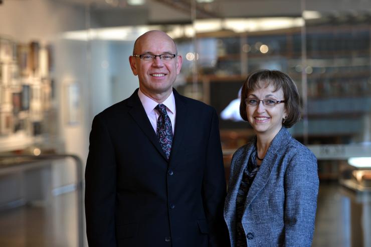 From left, Dr. Dora E. Angelaki, professor and Wilhelmina Robertson Chair in Neuroscience, and Dr. Martin M. Matzuk, director of the Center for Drug Discovery and vice chair of pathology & immunology at Baylor College of Medicine.