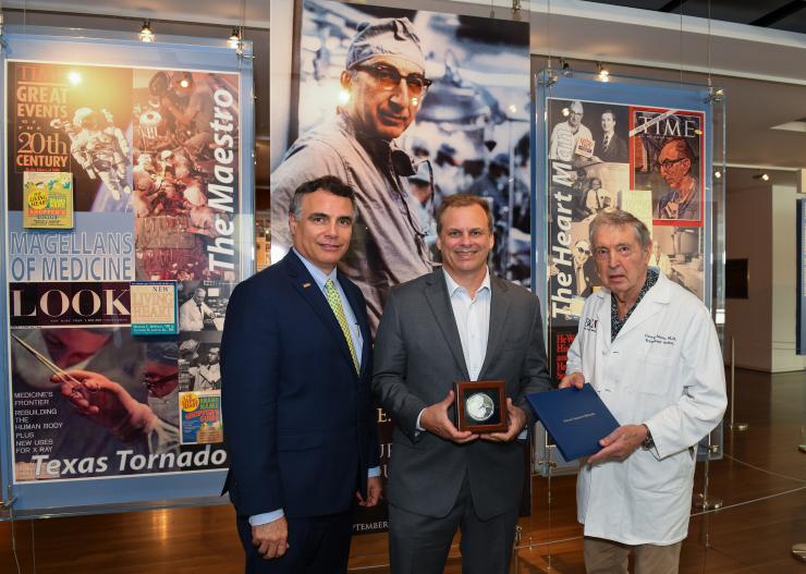 Dr. Robert Britton (middle) with Drs. Adam Kuspa (left) and George Noon (right).