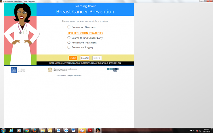 Breast cancer videos for women that are at high risk