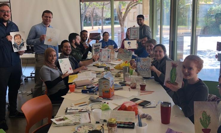 Our residents doing art therapy during our 2020 Winter Retreat Residents Art Therapy