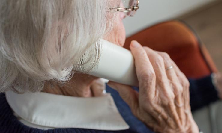 Elderly woman on phone
