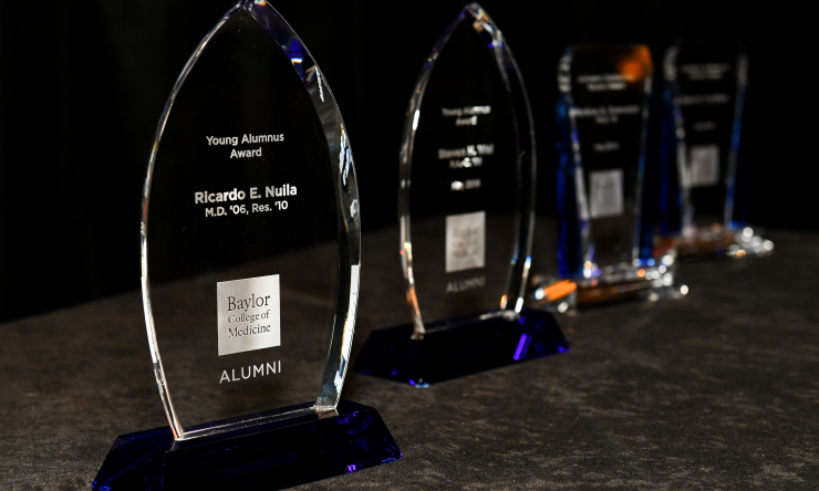 Crystal statues given at the Alumni Awards Ceremony