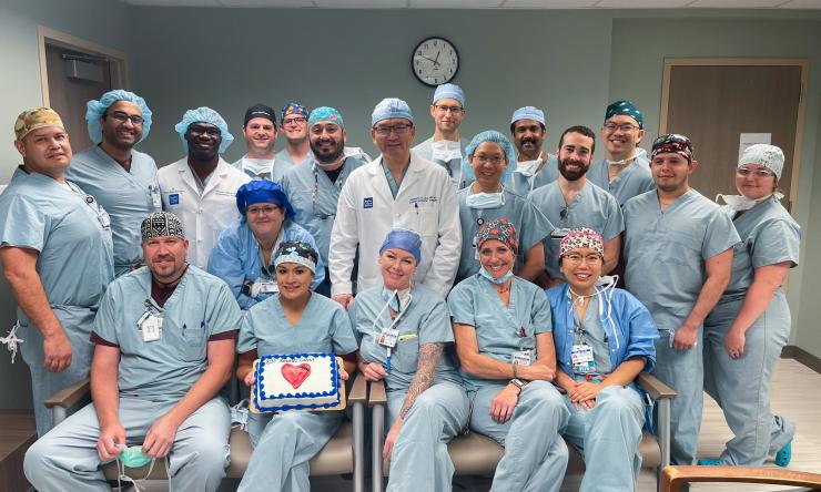 Dr. Liao and team celebrate their 200th Robotic heart surgery.