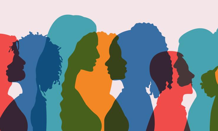 colorful silhouette of people