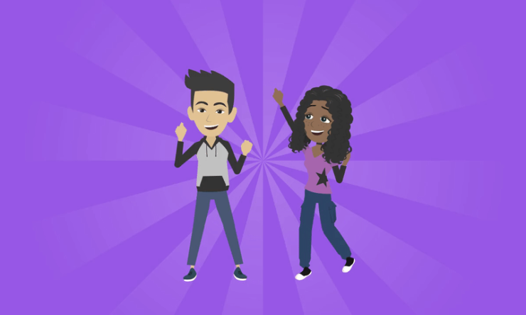 An animated George and Sophia cheering