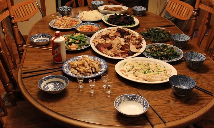 Photo of a table set with a holiday meal